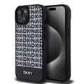 Funda para iPhone 15 DKNY Repeat Pattern Bottom Stripe - Compatible con MagSafe - Negro