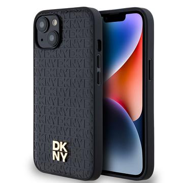 Funda iPhone 15 DKNY Repeat Pattern Stack Logo Case - Compatible con MagSafe - Negro