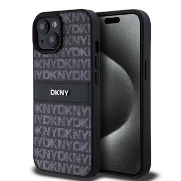 Funda iPhone 15 DKNY Repeat Pattern Tonal Stripe - Negra