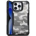 Carcasa Híbrida Anti-Choque para iPhone 15 Plus - Camuflaje Militar - Negro