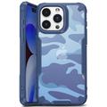 Carcasa Híbrida Anti-Choque para iPhone 15 Plus - Camuflaje Militar - Azul