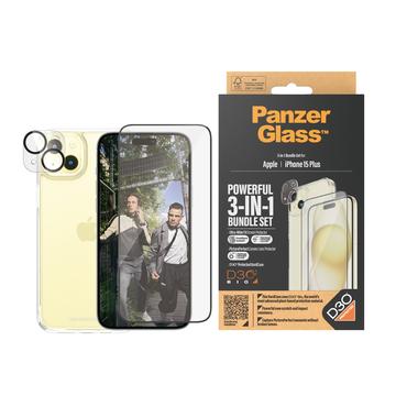 Kit de Protección PanzerGlass 3-en-1 para iPhone 15 Plus - Transparente