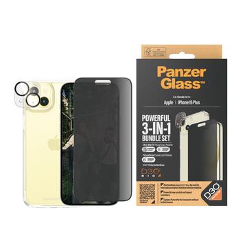 Pack 3 en 1 PanzerGlass Privacy para iPhone 15 Plus