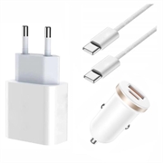 iPhone 15 Pro/15 Pro Max/16 Pro/16 Pro Max Cargador / Cargador de coche w.Cable 2m - Blanco