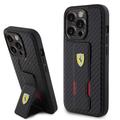 Funda Funda con Soporte de Agarre Ferrari Carbon para iPhone 15 Pro - Negro