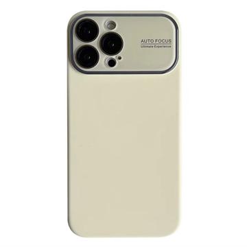 Funda de Silicona Líquida con Protección de Lente de Cristal para iPhone 15 Pro - Amarillo Cremoso