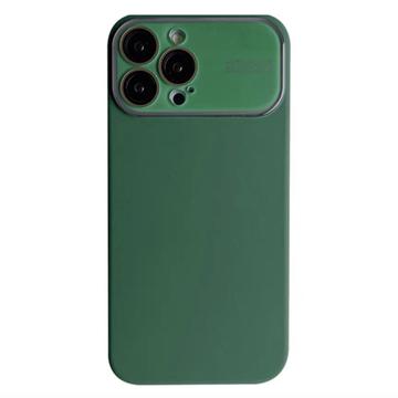 Funda de Silicona Líquida con Protección de Lente de Cristal para iPhone 15 Pro - Verde