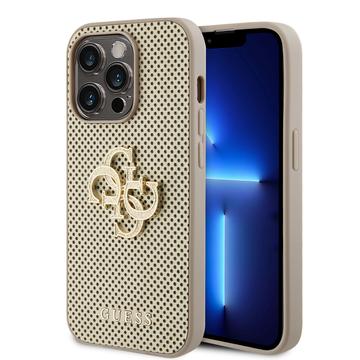 Carcasa para iPhone 15 Pro Max Guess Perforado 4G Glitter Logo - Oro