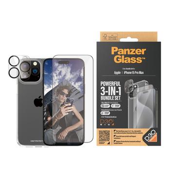 Kit de Protección PanzerGlass 3-en-1 para iPhone 15 Pro Max - Transparente