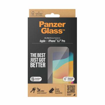 Protector de Pantalla - 9H - PanzerGlass Ultra-Wide Fit EasyAligner para iPhone 15 Pro Max - Borde Negro