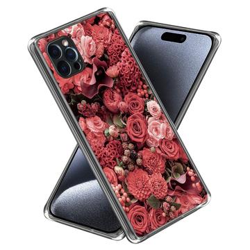 Carcasa de TPU Stylish Ultra Fina para iPhone 15 Pro Max - Flores Rojas