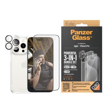 Kit de Protección PanzerGlass 3-en-1 para iPhone 15 Pro - Transparente