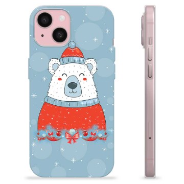 Funda de TPU para iPhone 15 - Oso de Navidad