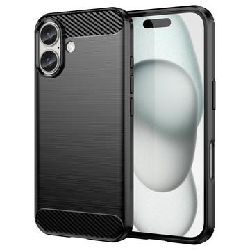 Carcasa de TPU Brushed para iPhone 16 - Fibra de Carbono - Negro