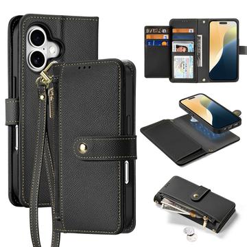 Funda de piel iPhone 16 Dux Ducis Lawa con tapa magnética - Negro