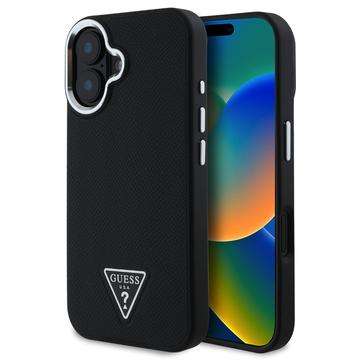 Funda iPhone 16 Guess Grained Triangle Logo - Compatible con MagSafe - Negro