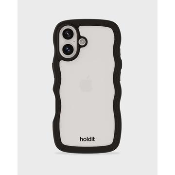 Funda Holdit Wavy para iPhone 16 - Negra / Transparente