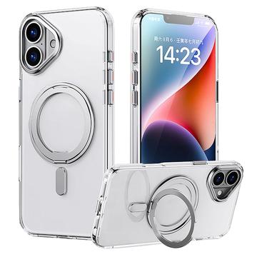 Funda híbrida con soporte magnético para iPhone 16 - Transparente