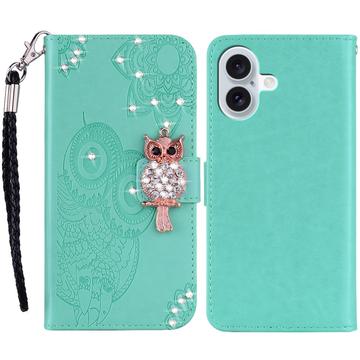 iPhone 16 Búho Rhinestone Funda billetera