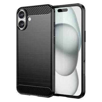 Carcasa de TPU Brushed para iPhone 16 Plus - Fibra de Carbono - Negro