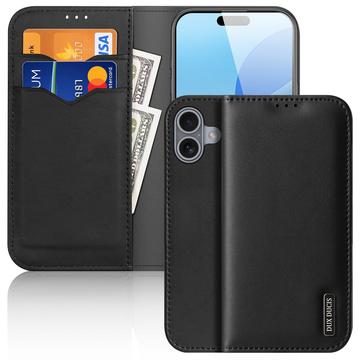 Funda de Cuero Dux Ducis Hivo para iPhone 16 Plus - Estilo Cartera - Negro