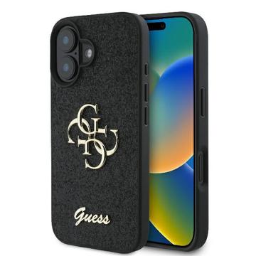 Carcasa Guess Fixed Glitter 4G Metal Logo para iPhone 16 Plus - Negro