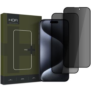 Protector de Pantalla de Cristal Templado Hofi Anti Spy Pro+ Privacy para iPhone 16 Plus - 2 Uds. - Borde Negro