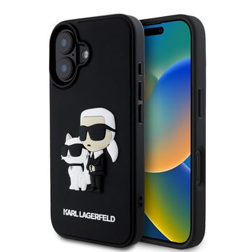 Funda Karl Lagerfeld 3D Rubber Karl & Choupette NFT para iPhone 16 Plus - Negro