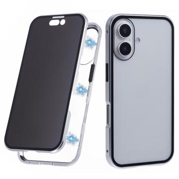 Carcasa Magnética con Cristal Templado para iPhone 16 Plus - Privacidad - Plateado