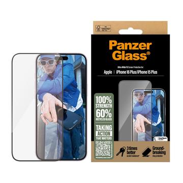 Protector de Pantalla - 9H - PanzerGlass Ultra-Wide Fit EasyAligner para iPhone 16 Plus/15 Plus - Borde Negro