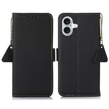 Funda con RFID para iPhone 16 Plus - Estilo Cartera - Negro