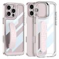 Funda transparente con correa de silicona para iPhone 16 Pro - Rosa