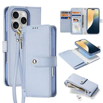 Funda de piel para iPhone 16 Pro Dux Ducis Lawa con tapa magnética - Azul bebé