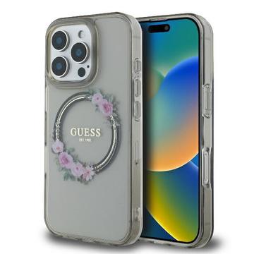 Funda Guess IML Flowers Wreath para iPhone 16 Pro - Compatible con MagSafe