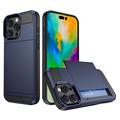 Carcasa Híbrida con Tarjetero Deslizante para iPhone 16 Pro - Azul Oscuro