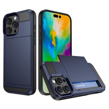 Carcasa Híbrida con Tarjetero Deslizante para iPhone 16 Pro - Azul Oscuro