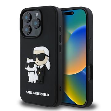 Funda Karl Lagerfeld 3D Rubber Karl & Choupette NFT para iPhone 16 Pro - Negro