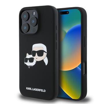 Funda MagSafe de silicona líquida Karl Lagerfeld Double Heads para iPhone 16 Pro