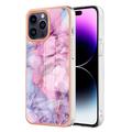 Funda de TPU Marble Pattern Electrochapada IMD para iPhone 16 Pro - Azul / Rosa