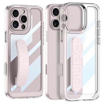 Funda transparente con correa de silicona para iPhone 16 Pro Max - Rosa