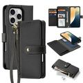 Funda de piel iPhone 16 Pro Max Dux Ducis Lawa con tapa magnética - Negro