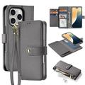 Funda de piel iPhone 16 Pro Max Dux Ducis Lawa con tapa magnética - Gris