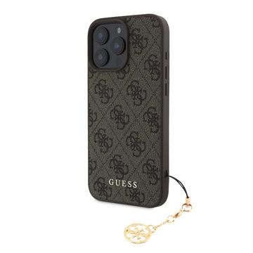 Carcasa Híbrida Guess 4G Charms Collection para iPhone 16 Pro Max - Marrón