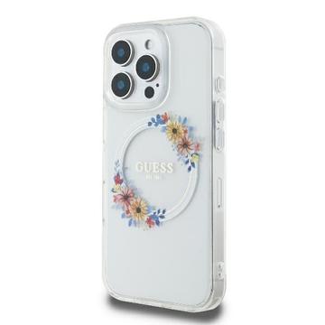 Funda Guess IML Flowers Wreath para iPhone 16 Pro Max - Compatible con MagSafe - Transparente