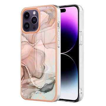 Funda TPU Marble Pattern Electrochapada IMD para iPhone 16 Pro Max - Rosa