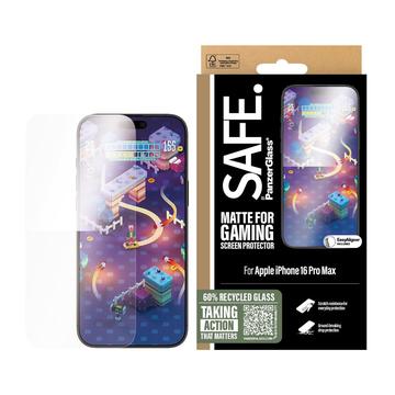 Protector de pantalla de vidrio templado iPhone 16 Pro Max PanzerGlass Safe Gaming Ultra-Wide Fit - 9H - Transparente