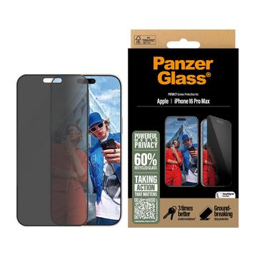 Protector de Pantalla PanzerGlass Ultra-Wide Fit Privacy EasyAligner para iPhone 16 Pro Max - Borde Negro