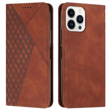 Funda de cartera con diseño de rombos y cierre magnético para iPhone 16 Pro Max