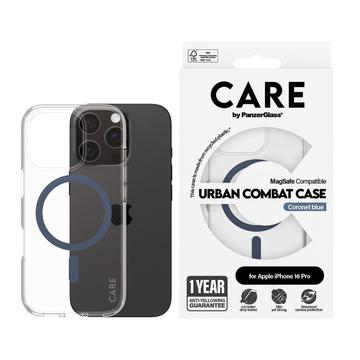 Funda PanzerGlass Care Transparent Urban Combat para iPhone 16 Pro - Compatible con MagSafe - Azul