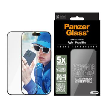 Protector de pantalla iPhone 16 Pro PanzerGlass Ceramic Protection Ultra-Wide Fit EasyAligner - 9H - Black Edge